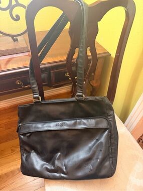 Crazy Horse Black Faux Leather Shoulder Bag